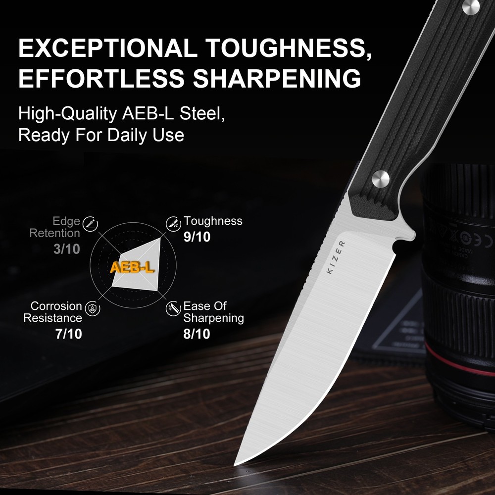 Kizer Begleiter Fix Fixed Knife AEB-L Blade G10 Handle With Sheath 1045MD2