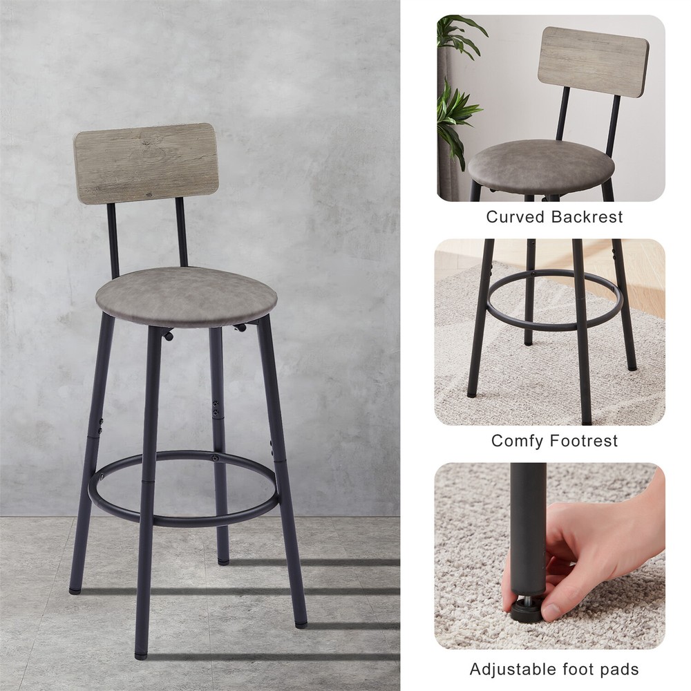 3 Piece Bar Table Set Counter Height Kitchen Pub Table with 2 Bar Stools US