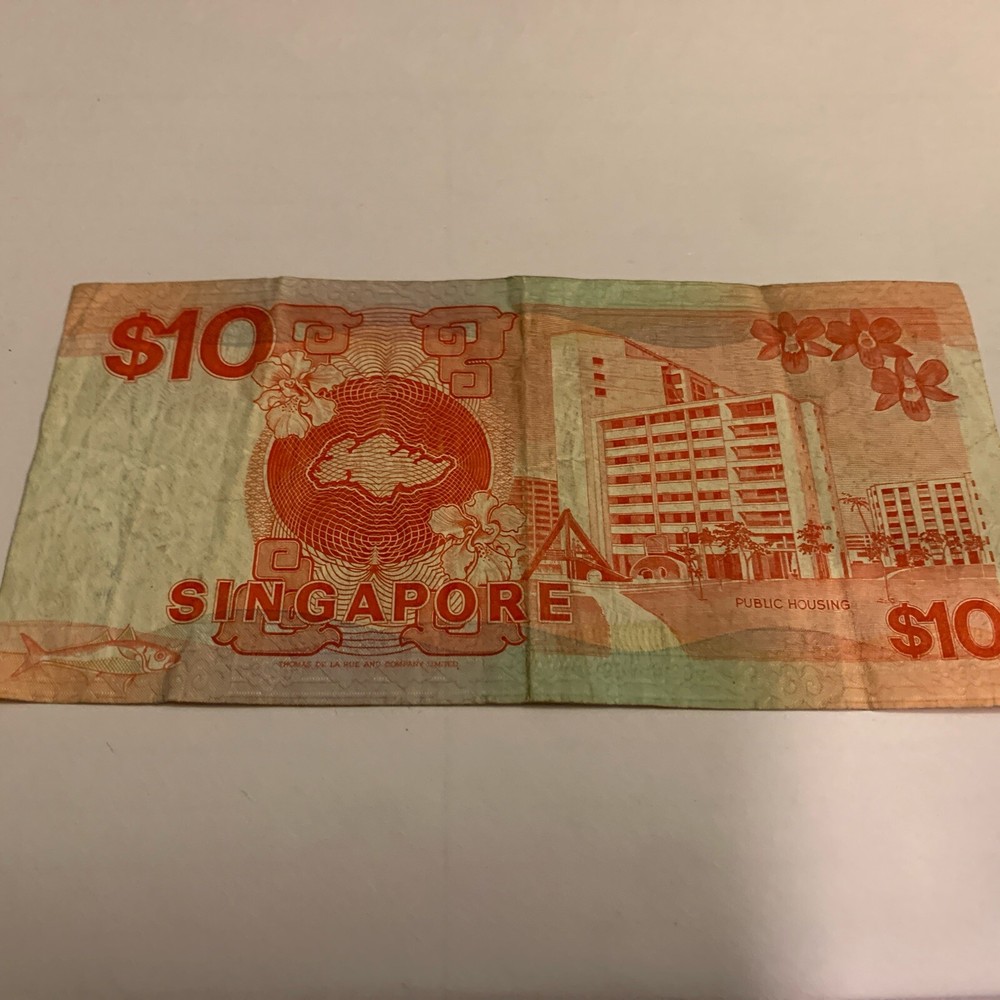 Singapore Banknote $10 Dollars Red Circulated