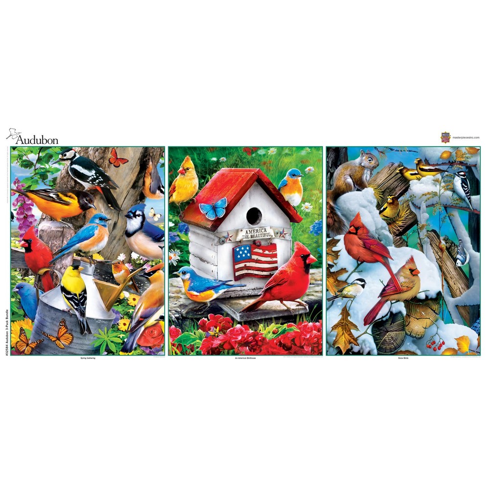 MasterPieces 3-Pack - Audubon 500 Piece Jigsaw Puzzles
