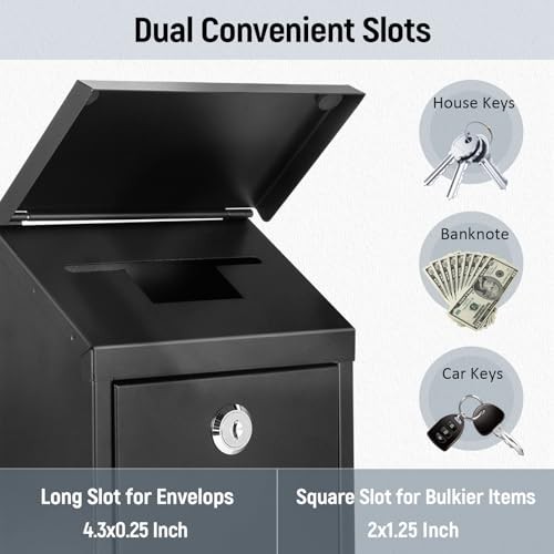 Secure Wall-Mounted Mailbox for Outside, Rust-Proof Steel Postbox Key Lock
