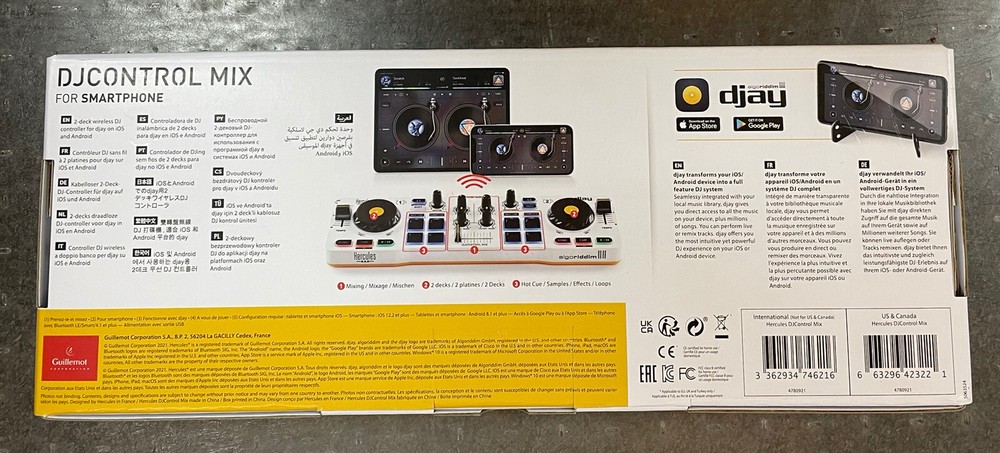 Hercules DJControl Mixer Bluetooth Wireless DJ Controller for Smartphone - NEW