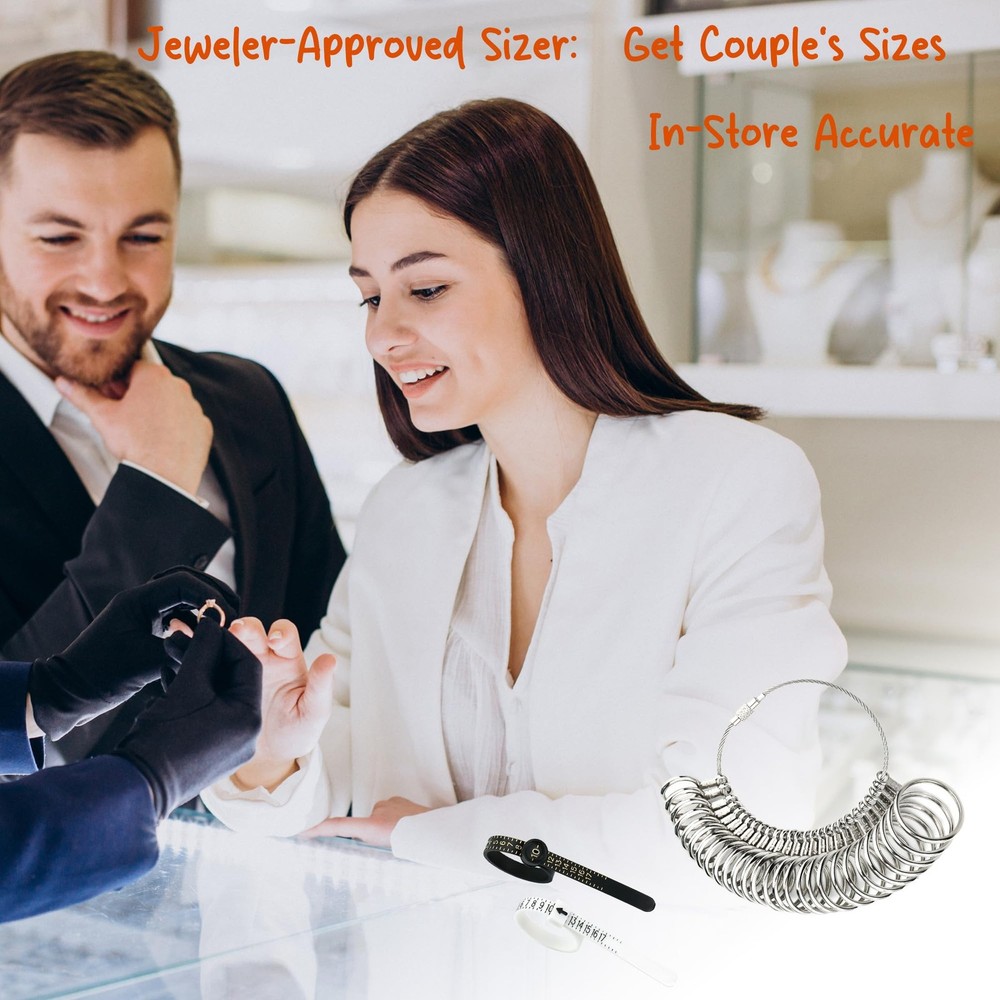 Ring Sizer Measuring Tool 3-in-1 Set Sizing Kit, silver set