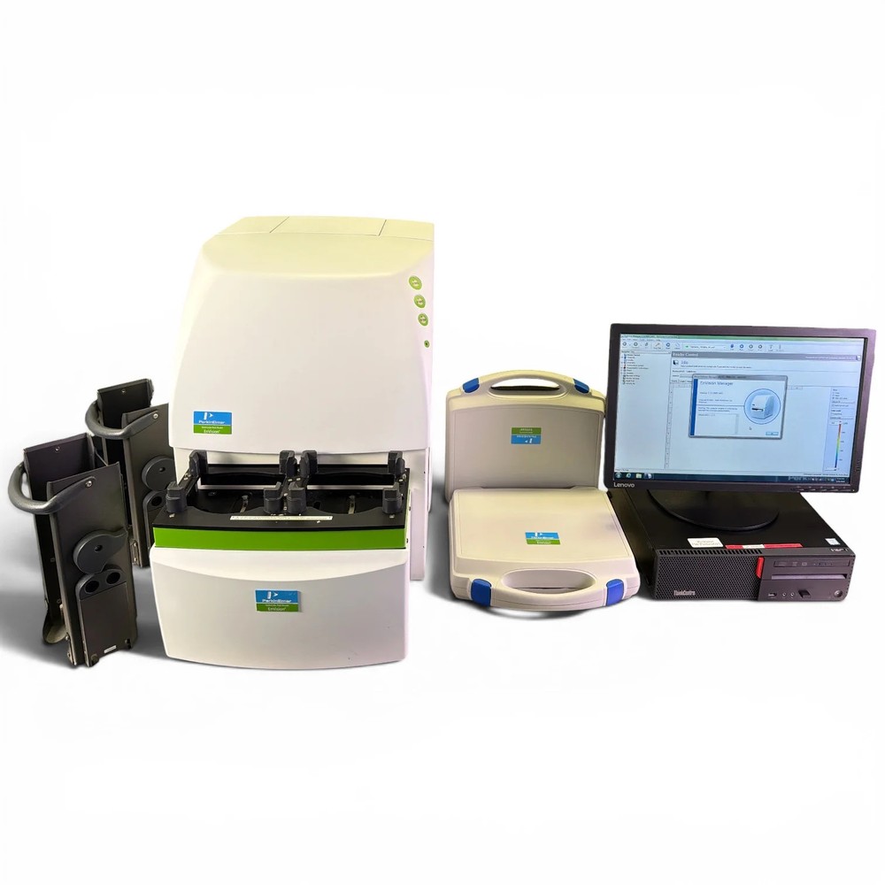 PerkinElmer EnVision 2105-0010 Plate Reader Dual Detector w/ Stacker & Software