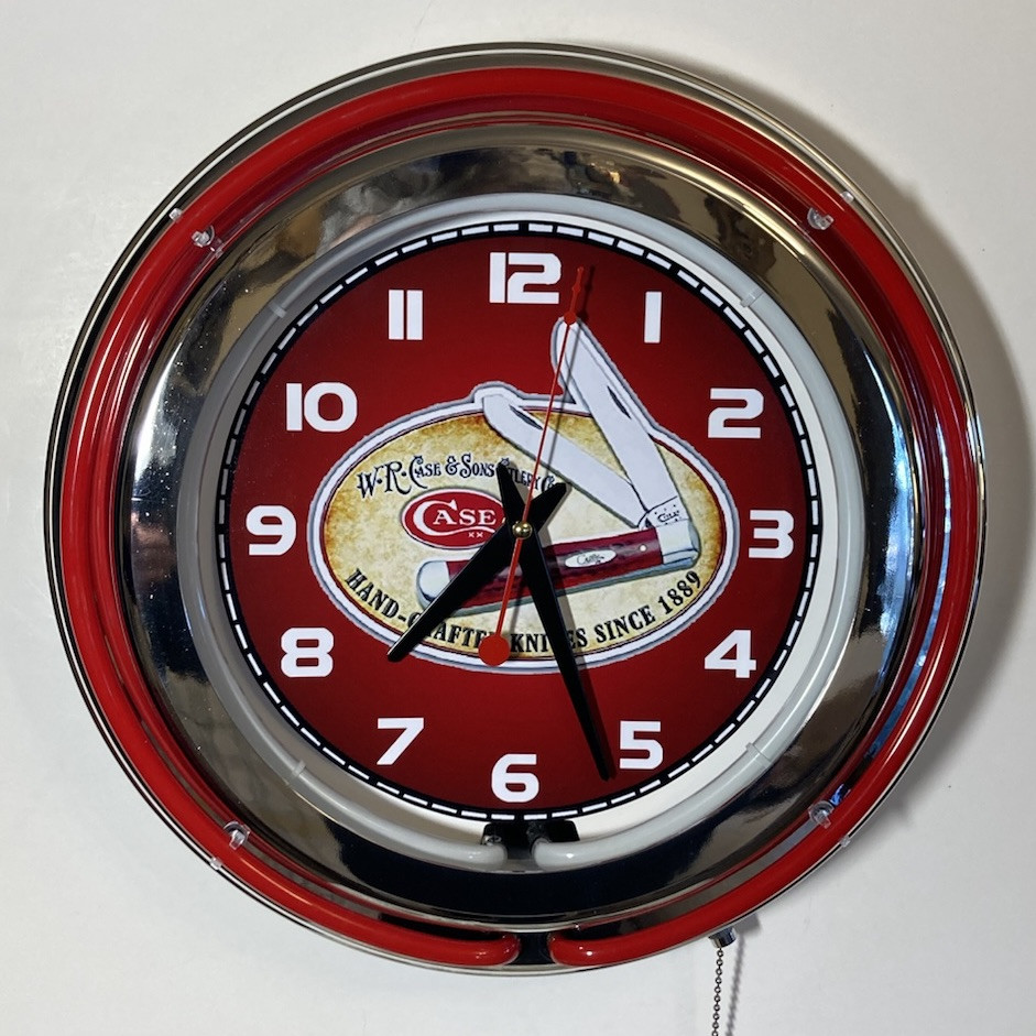Case Knives logo neon wall clock