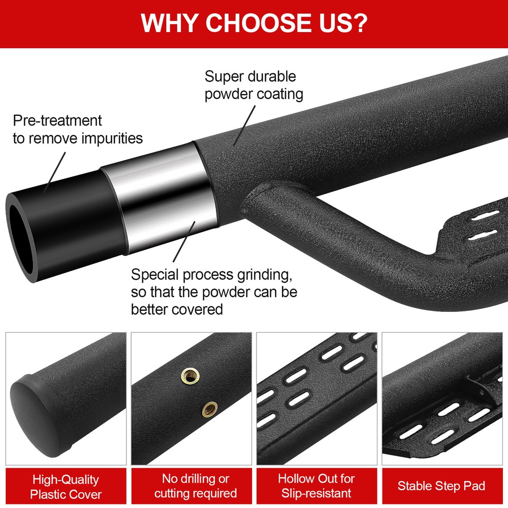 For 09-18 Dodge Ram 1500 Regular Cab Side Step BOC Running Board Nerf Bar BLK
