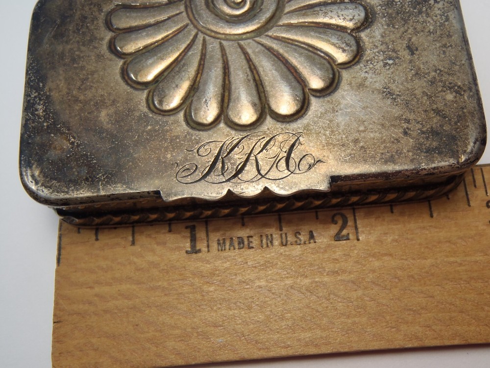 Antique 1892 Howard Co Sterling Silver 2 Compartment Stamp Box