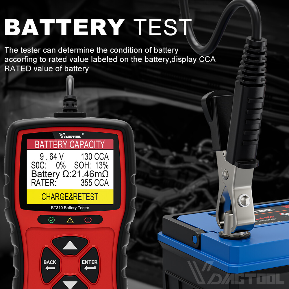 2.8'' LCD 12V 24V Car Battery Load Tester Charging System Analyzer BT310 2000CCA