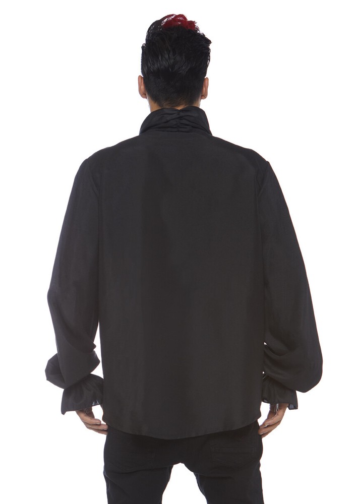 Leg Avenue Ruffle Front Shirt, Black, Medium