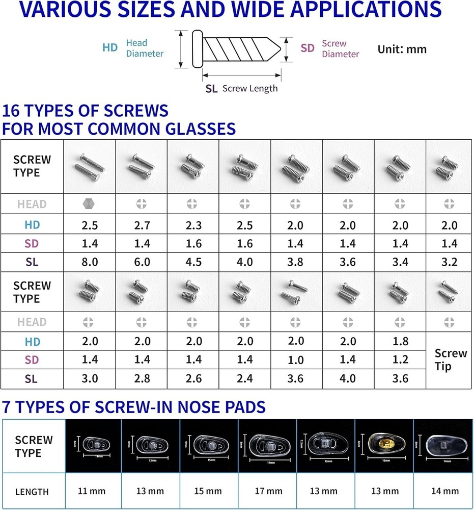 Kit De Reparacion De Gafas Version Mejorada Herramientas Reparacion Azul NEW US.