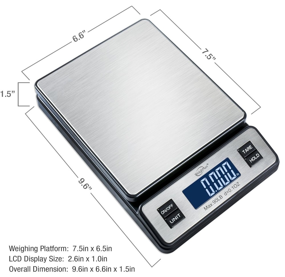 Durable 90lb Digital Postal Scale with AC Adapter