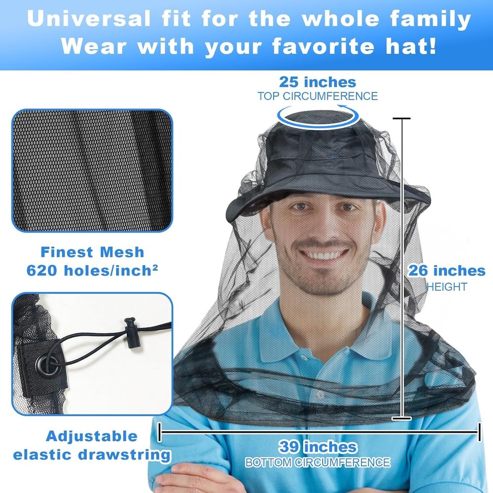 2 PCS Premium Mosquito Head Net for Insect, Fly & Bug Protection | Ultra La...