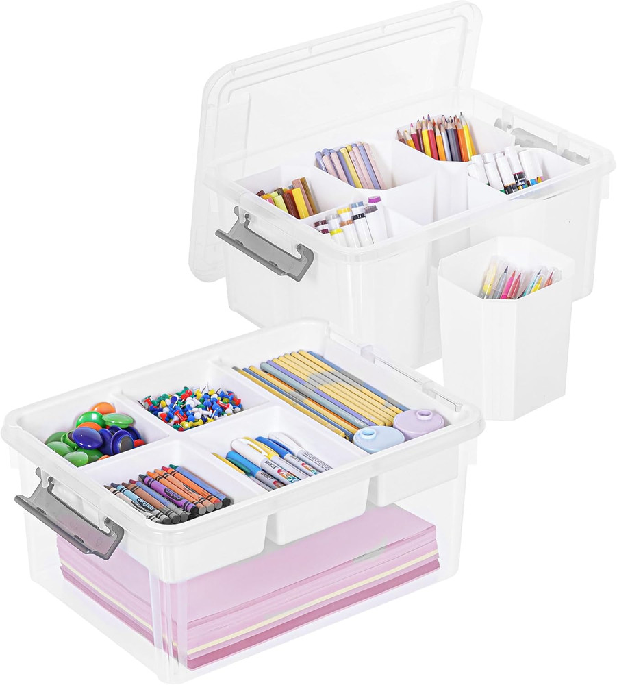Craft Organizers, 2 Pack-17 QT, Clear White