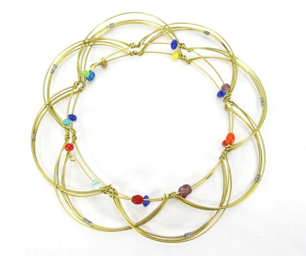 Brass Wire Mandala Meditation Tool 3D Toy Flexi Sphere Magic Loops Single