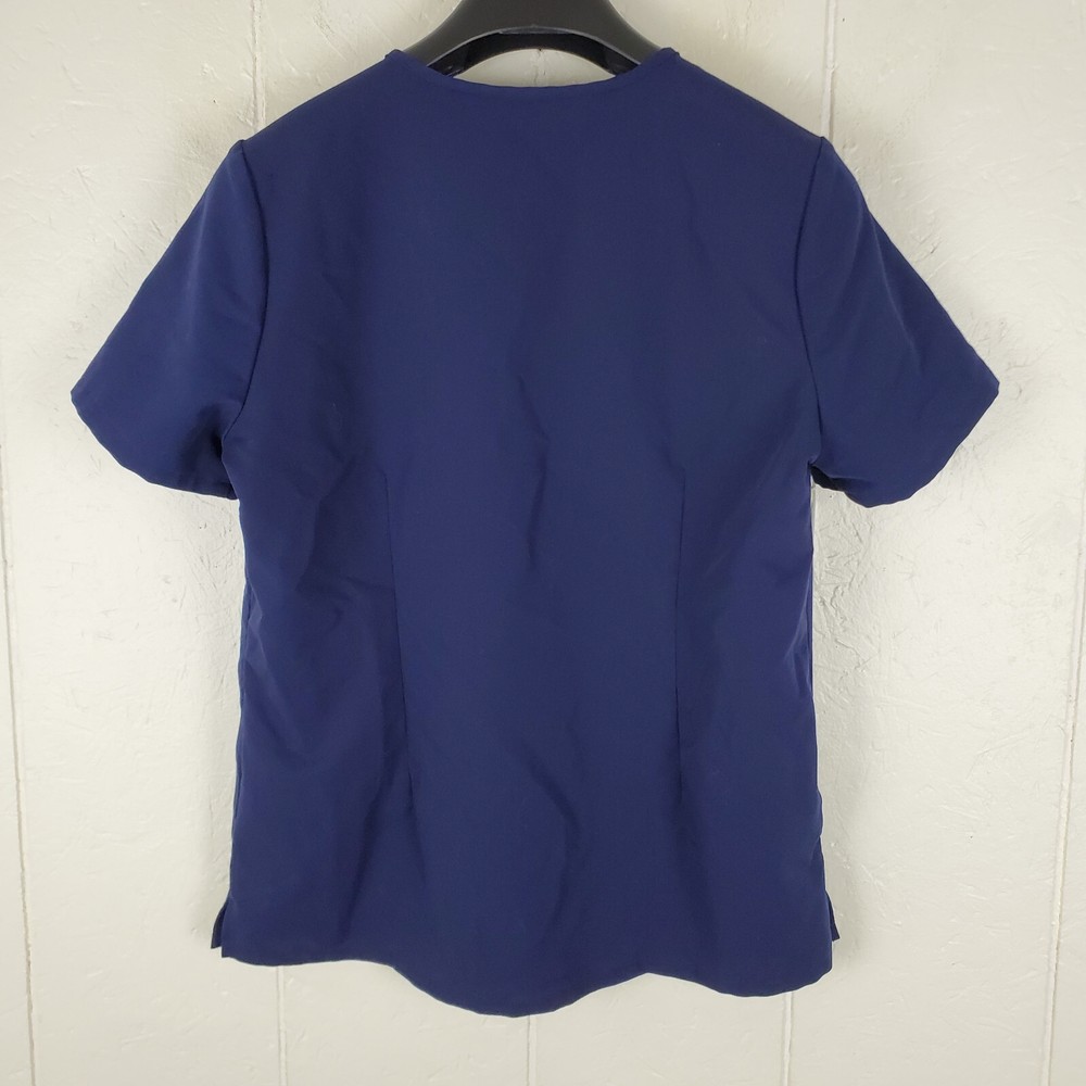 Figs Scrub Top Womens Medium Blue V Neck Short Sleeve Pocket Stretch Pullover