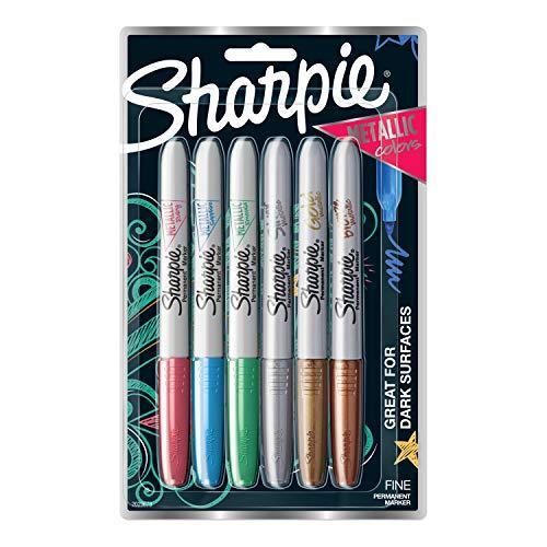Sharpie Metallic Permanent Markers, Fine Point, Assorted Colors, 6-Count