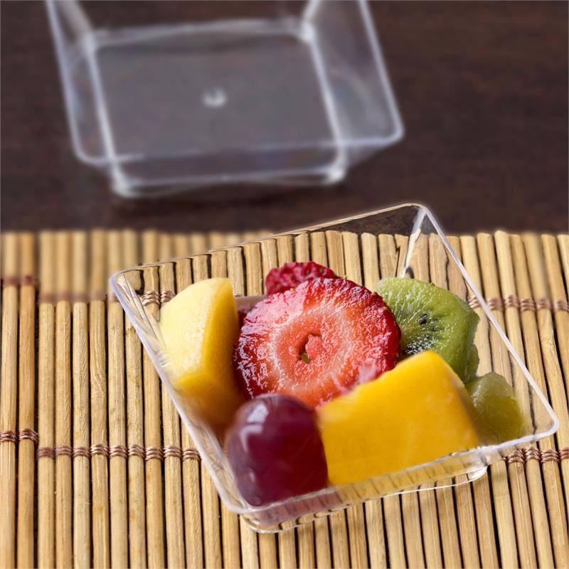 Plastic CLEAR 2" Elegant Mini Square PLATES Disposable Party Wedding Home