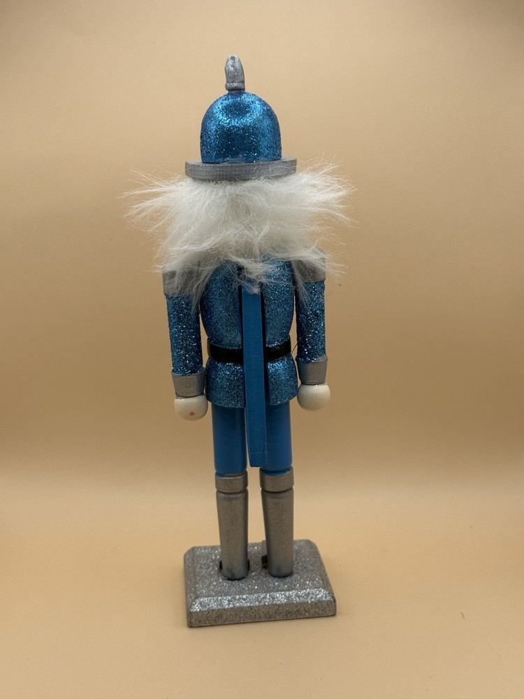 Blue Silver White Wooden Nutcracker Christmas Decor