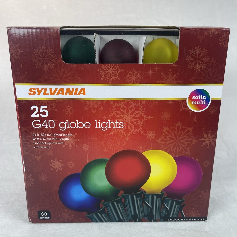 Sylvania 25 G40 Globe String Lights Satin Multi Green Wire