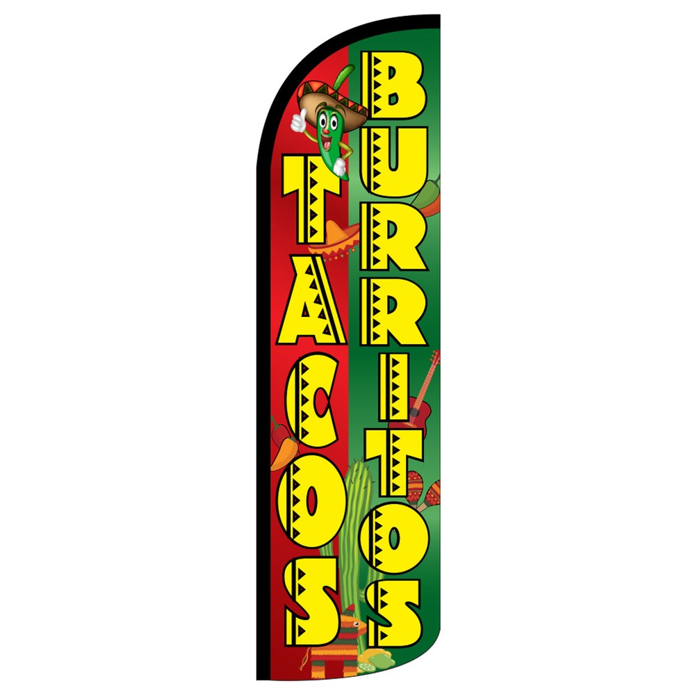 Tacos/Burritos Flag Flutter Feather Banner Swooper Extra Wide Windless