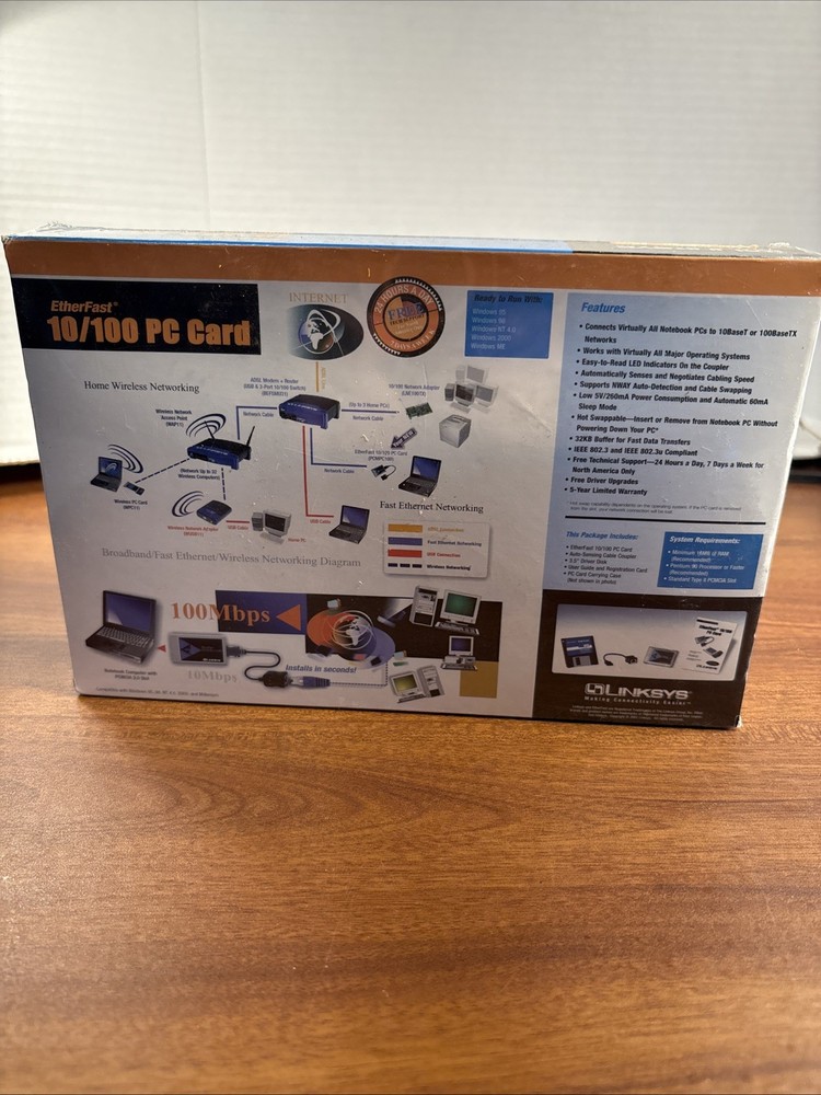 Linksys 10/00 PC Card New