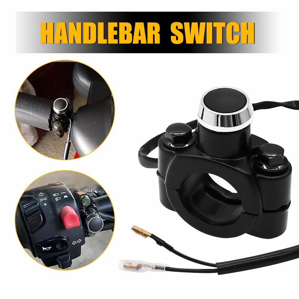 Motorcycle Switch Horn Handlebar Mount Push Button Momentary Start Universal EXV