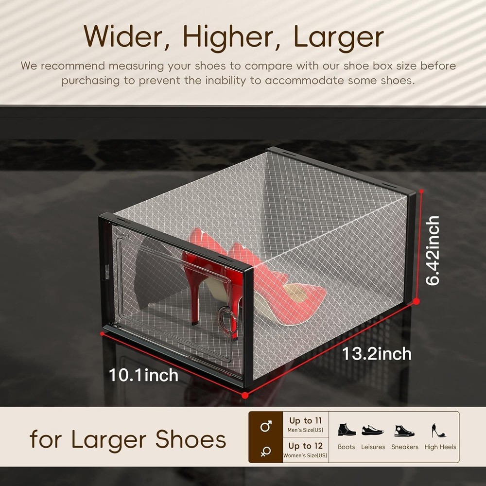 12 Pack Shoe Storage Box Organizer Clear Plastic Stackable Sneaker Container US