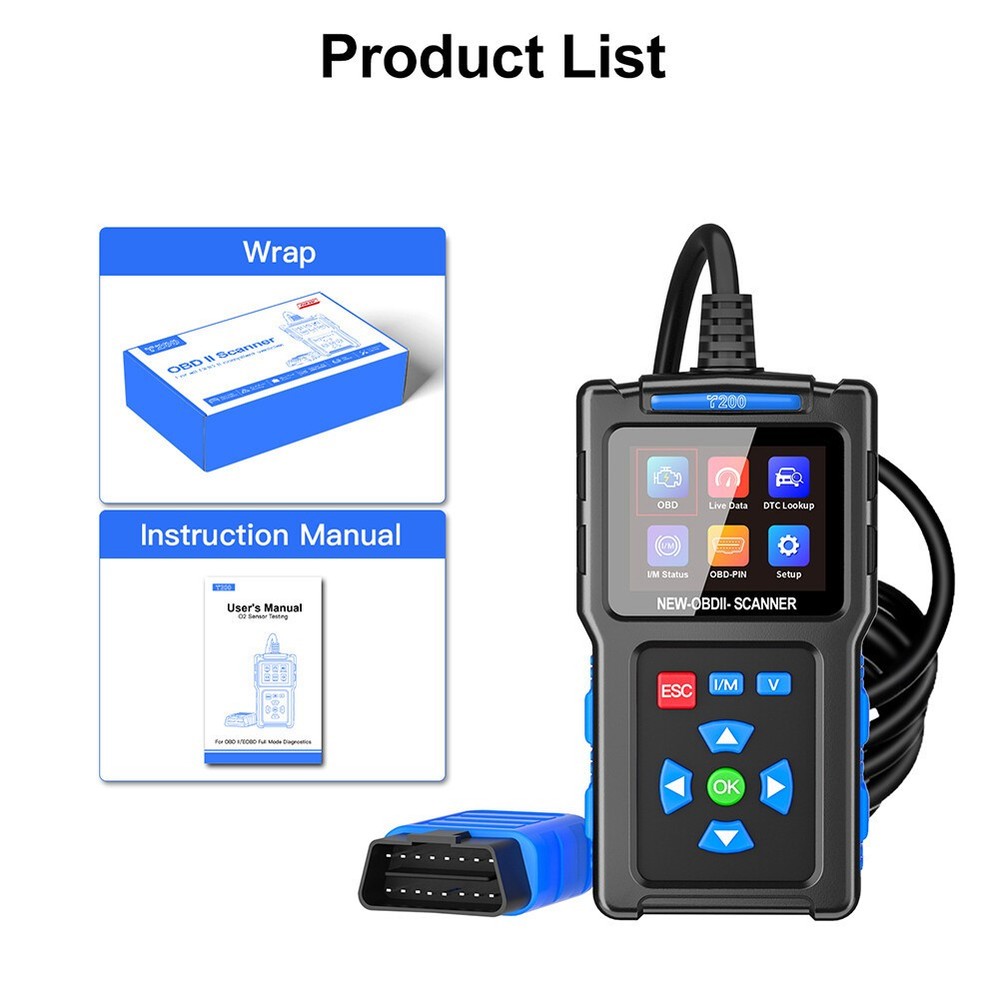 Code Reader Car Diagnostic Scan Tool Check Engine Fault T200 Car OBD2 Scanner US
