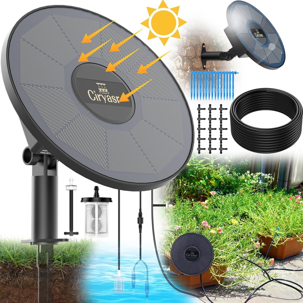 Solar Drip Irrigation System with 2200mAh Battery and 6 Timer Modes for Plants