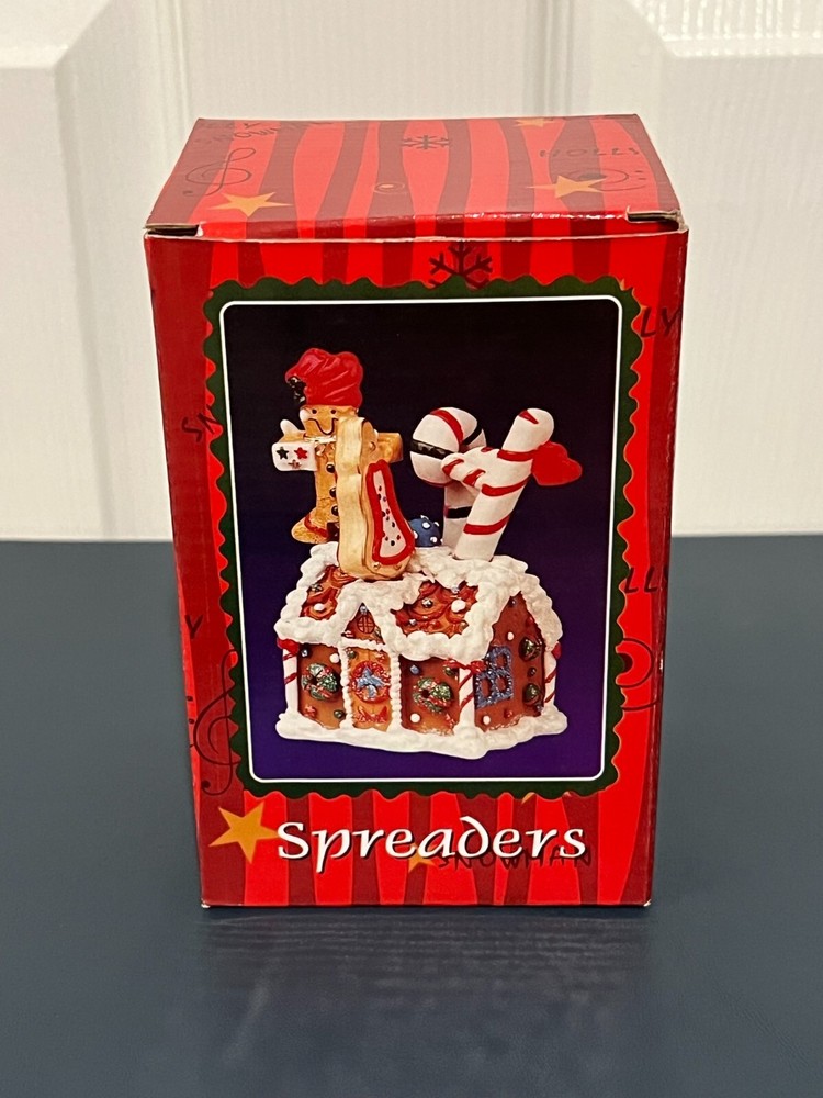 Cracker Barrel Gingerbread House Spreader Set Hand Painted Porcelain