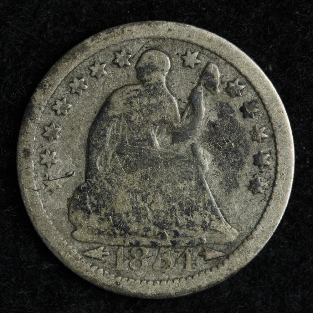 1854 Seated Liberty Half Dime VG E128 XSCM
