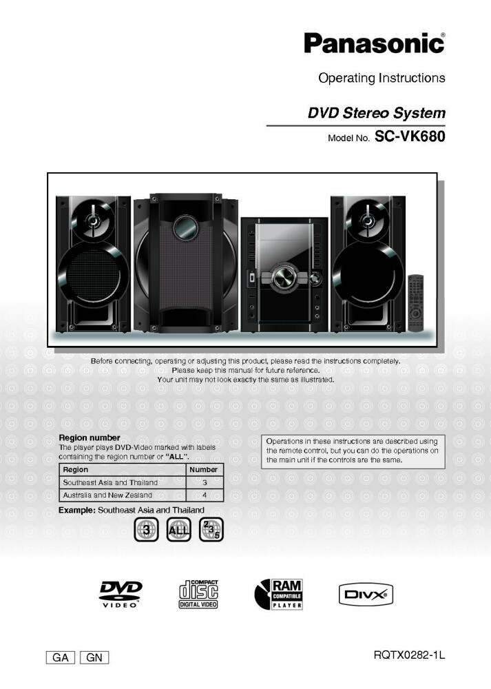 Panasonic SC-VK680 DVD System Owners Instruction Manual