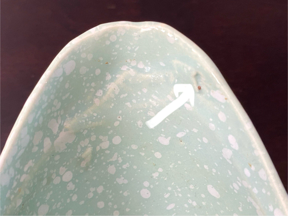 Mid Century Pottery Planter Splatterware Speckle Pattern Vintage 11" Long