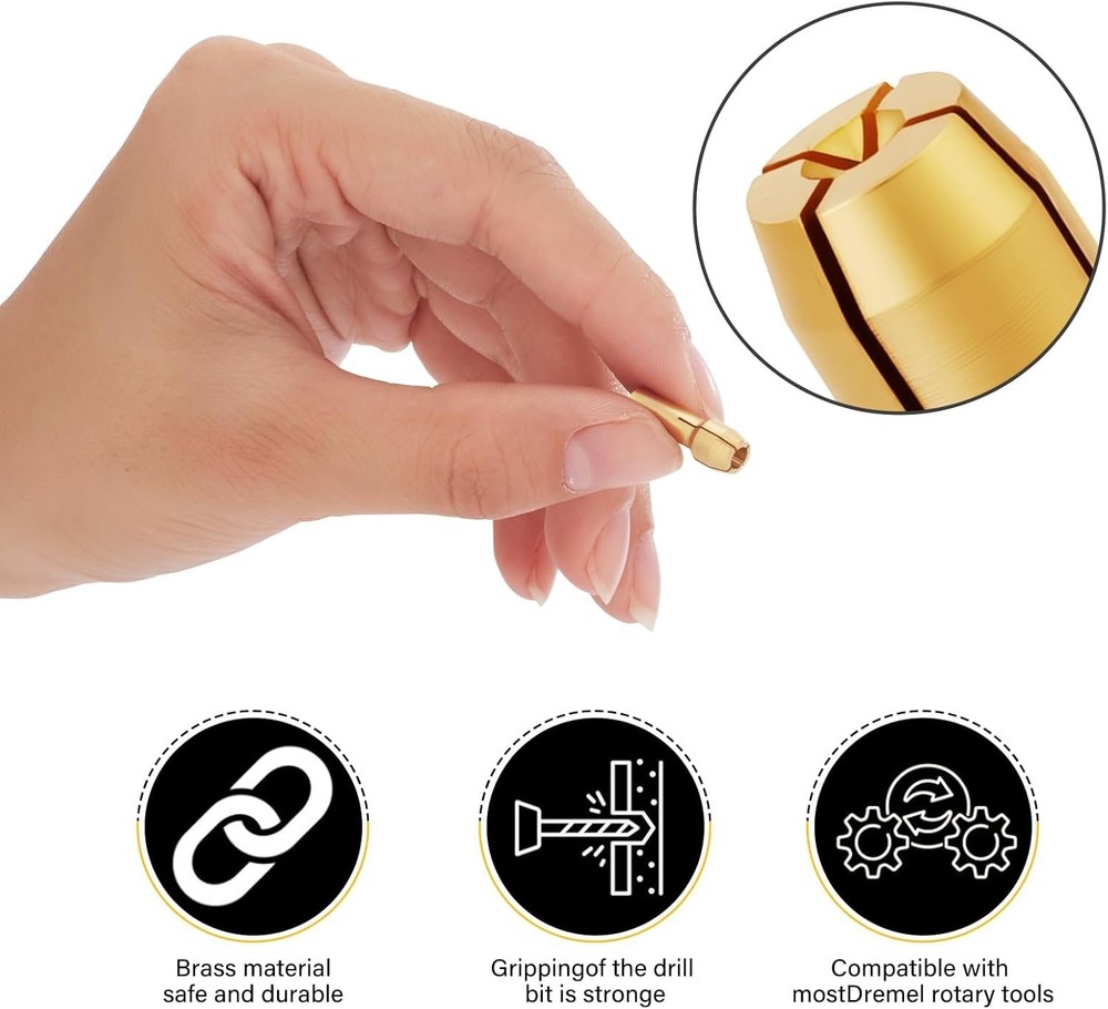 Versatile 15PCS Collet System for Dremel Tools - Ideal for Woodworking & Crafts