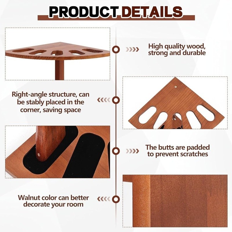 Corner Gun Display Rack Secure Storage Vertical Stand Easy Assembly 5 Firearms