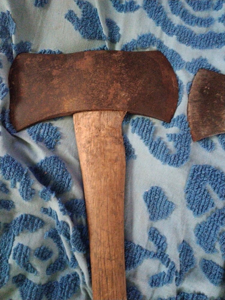 2 Vintage Double Bit Axe & Handle 27.5 Long Unknown Axe Very Good