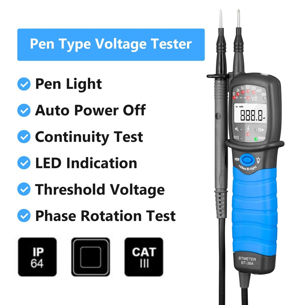 Digital AC DC Voltage Continuity Tester 3-phase Voltage Phase Rotation Voltmeter
