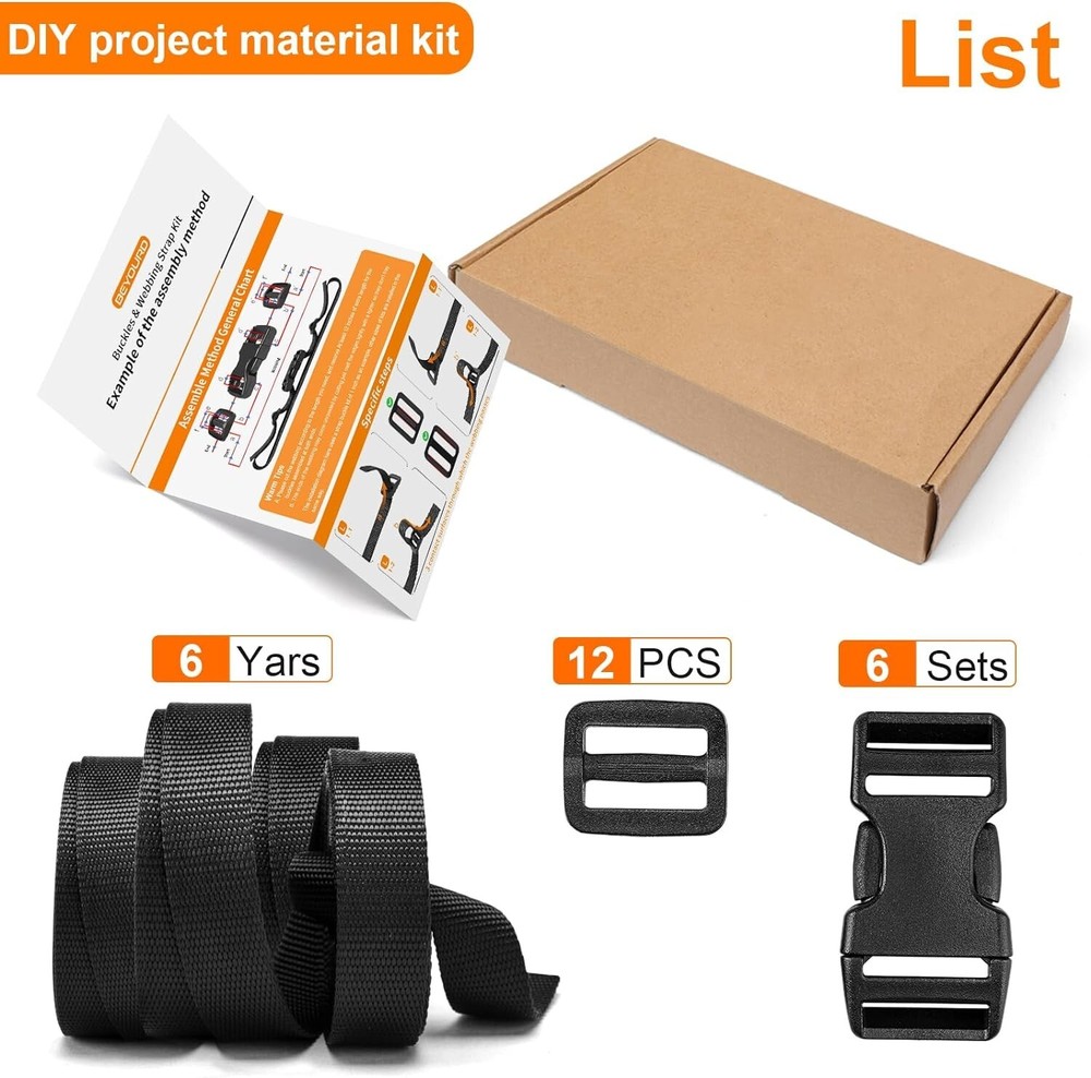 Versatile 3/4" Nylon Buckles & Straps - 6 Yard Set with Quick Release Clips