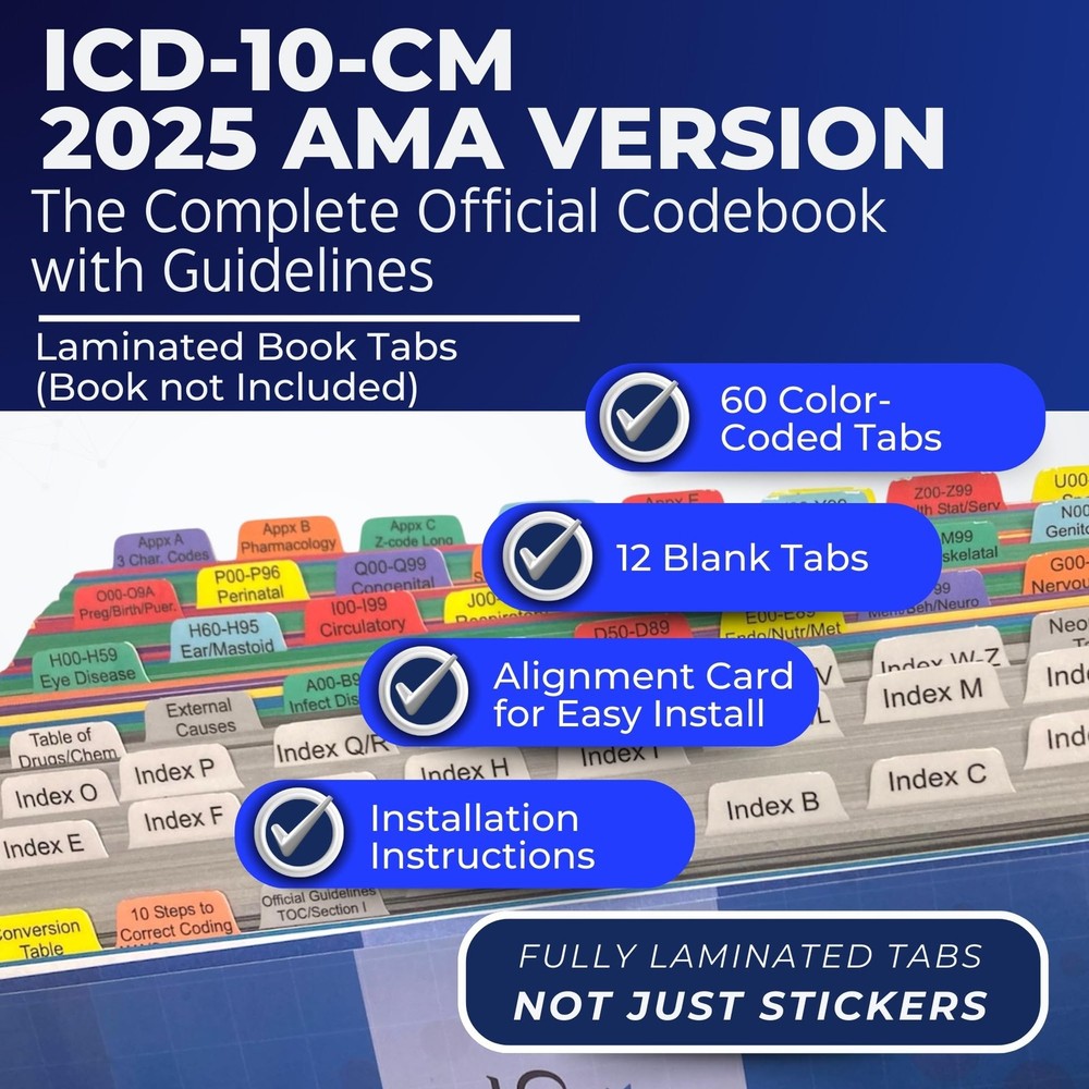 Book Tabs for ICD-10-CM 2025 The Complete Official Codebook with Guidelines A...