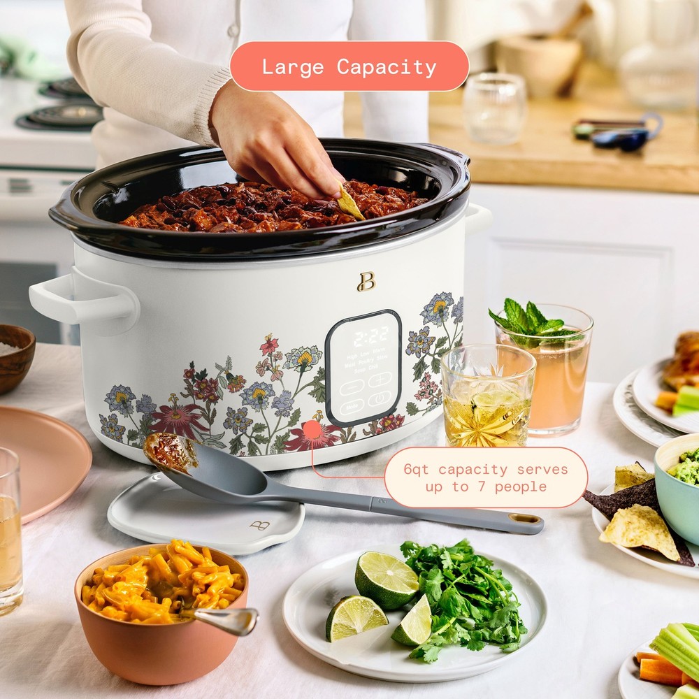 Beautiful 6 Qt Programmable Slow Cooker, Five Preset Functions, Digital Timer,