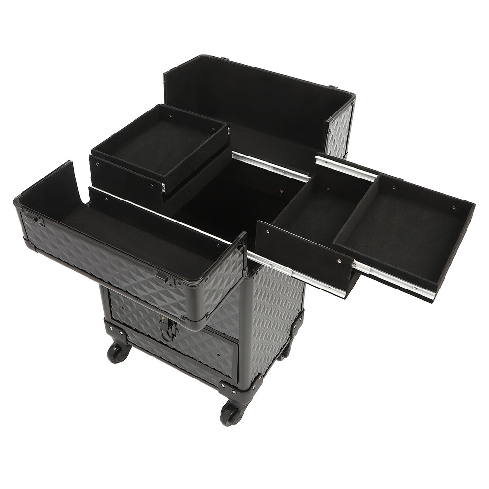 Makeup Trolley Rolling Makeup Train Case Durable Large Capacity Organizer W/lock