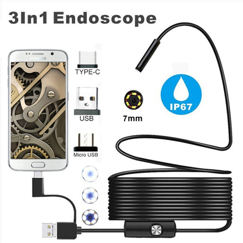 HD USB C Endoscope Type C Borescope Inspection Camera For Android PC Computer