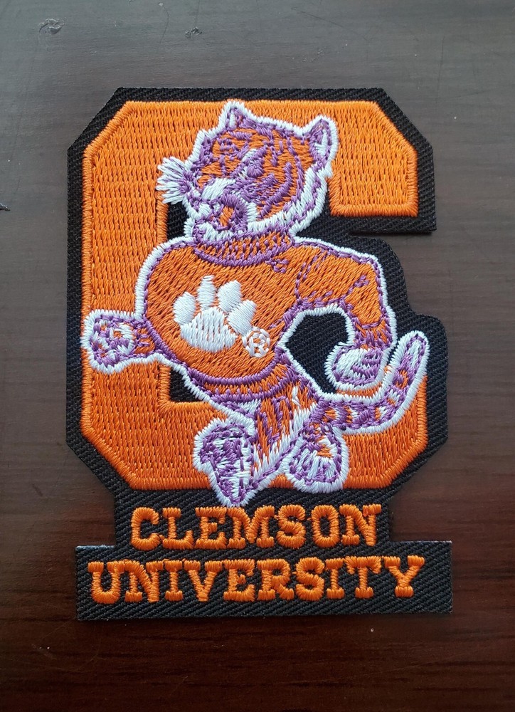 Clemson Vintage Style Patch. Fully Embroidered. Iron On Backing. 3"x2"