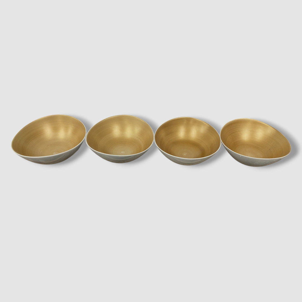 Neiman Marcus 8-Piece Gold Brushstroke Dinnerware Dessert Plate-Bowl Set