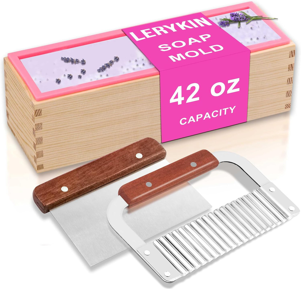 Rectangular Soap Mold Kit with Cutter- 42Oz Flexible Silicone Loaf Soap Mold wit
