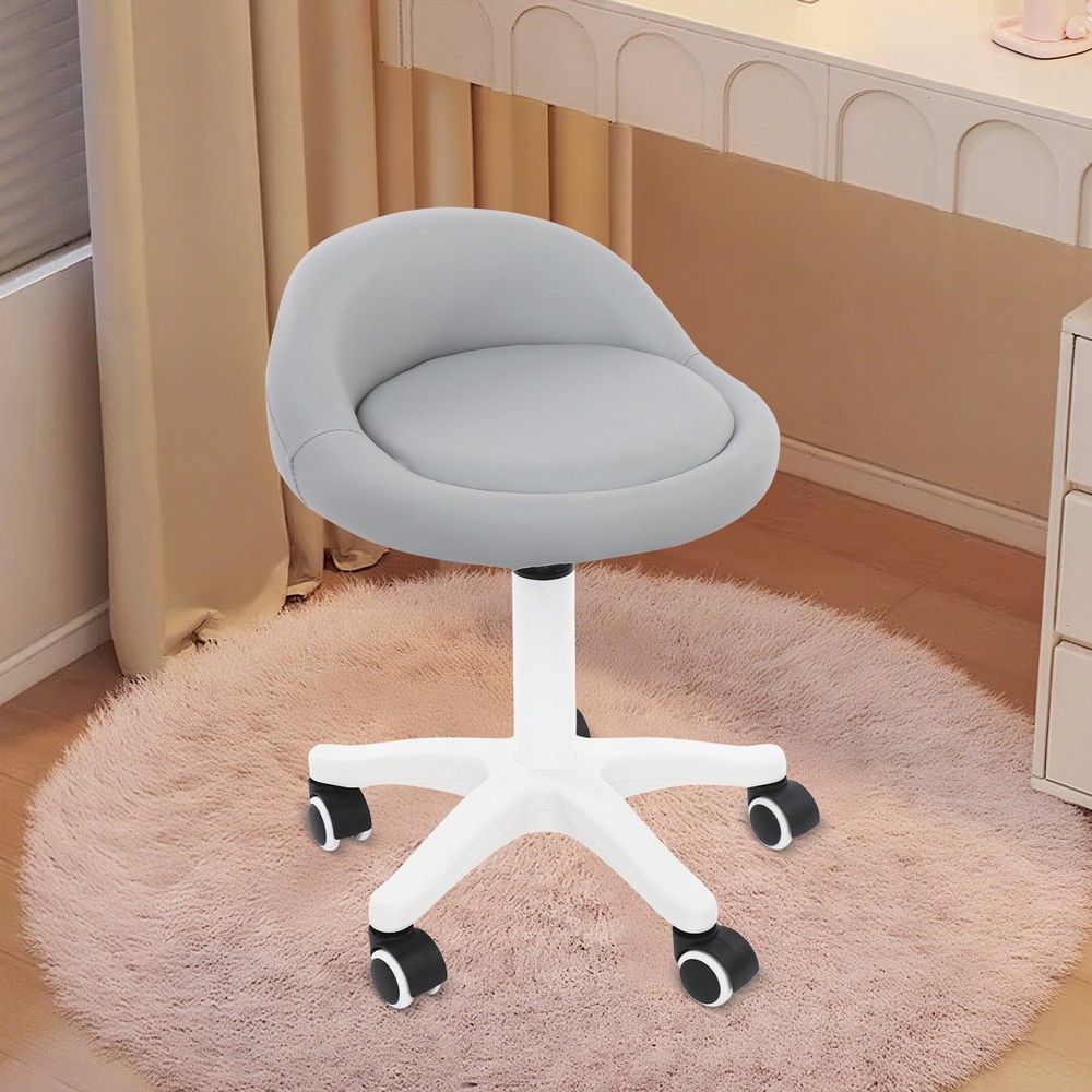 Adjustable Beauty Salon Chair Rolling Stool Rolling Stool with Low Backrest gray