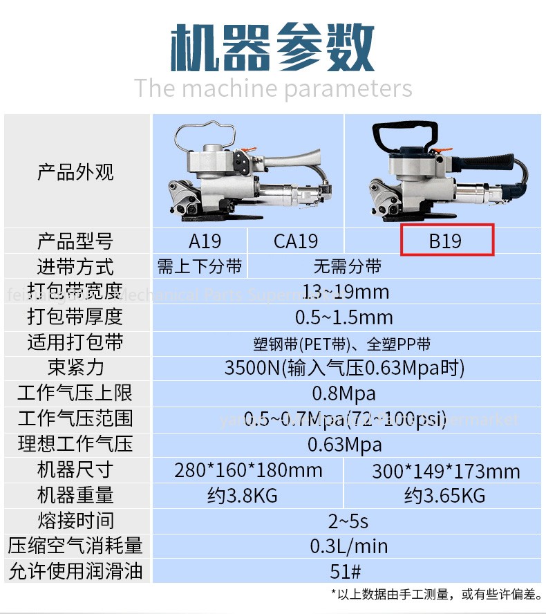 Handheld Pneumatic Strapping Machine B19 PP PET Plastic Strapping Tool