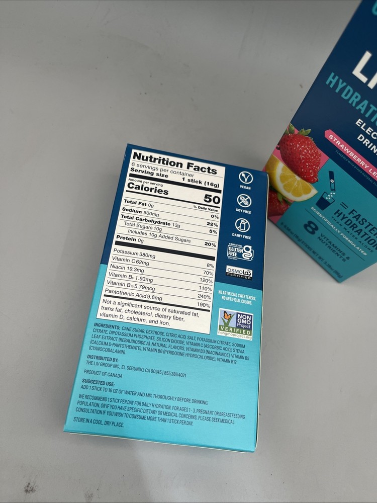 2 Pack Liquid I.V. Hydration Multiplier Electrolyte Drink Mix Strawberry Lemon