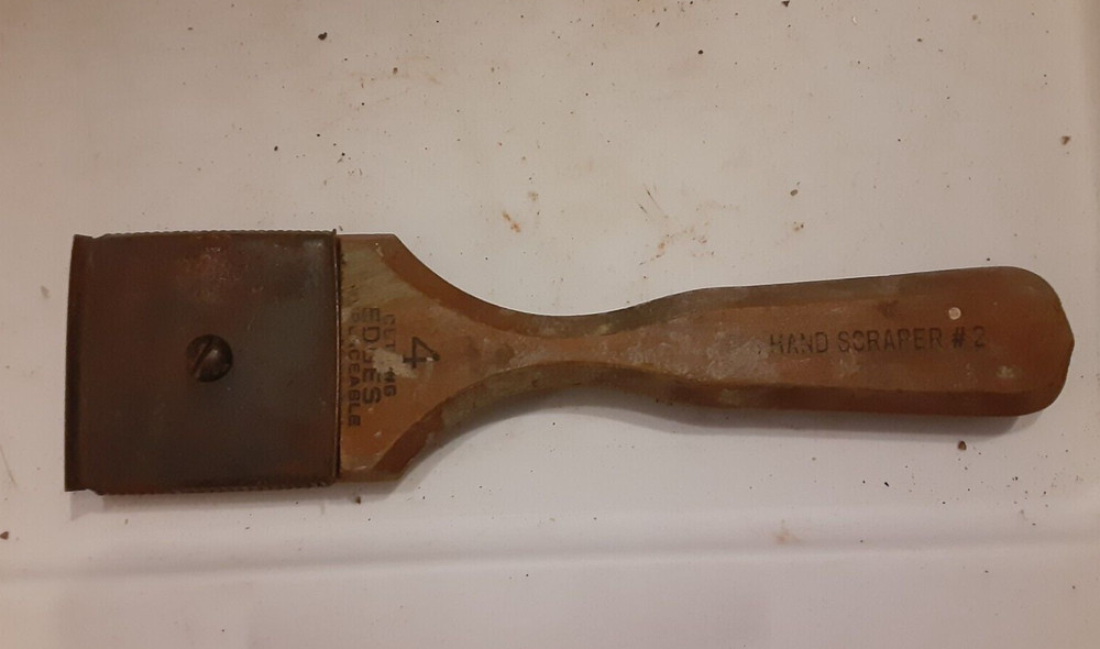 Vintage Paint Hand Scraper Wood Handle #2 replaceable blade 9.25" Lg