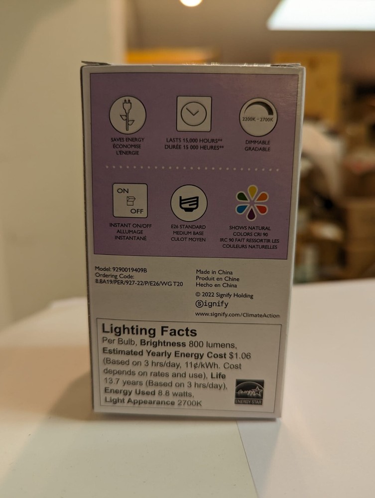 Philips LED Dimmable A19 Light Bulb with Warm Glow Effect 6 pack